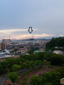 市役所から見た建設中の新文化施設「ユウナル東海」
