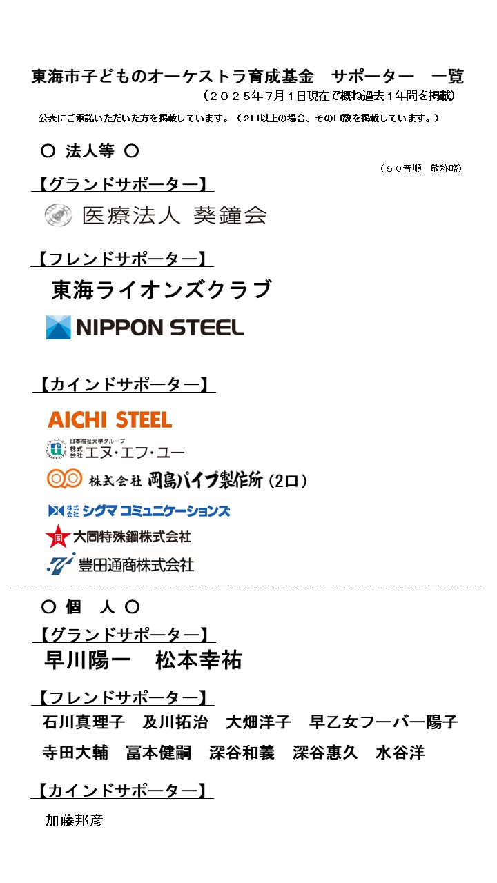 ☆サポーター一覧